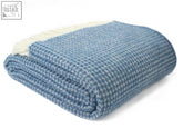 Soft blue jay herringbone wool throw blanket with fringed edge perfect for checking blanket size guide and size guide