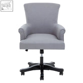 Walford grey home office chair with gray upholstered fabric and black five-star base for home office use