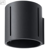 Black cylindrical outdoor wall lamp aluminum Inez with vertical slits matte finish and g9 light bulb socket