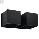 Black matte aluminum wall lamp quad with dual cube design and g9 light bulb for modern minimalist lighting