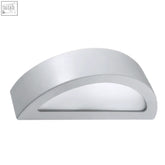 Modern semi-circular wall lamp ceramics with glass atena modern design and sleek brushed metallic finish e27 bulb