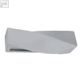 Modern white ceramic and glass wall lamp with twisted geometric design and e27 light bulb socket