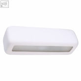 White rectangular led wall sconce with frosted glass and matte finish designed for modern light bulb use