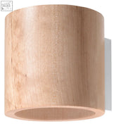Natural wood wall lamp orbis with a smooth light finish and visible grain in a round tube boho design