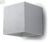 Silver textured cube-shaped wall sconce in grey modern loft design featuring g9 light bulb for up and down lighting