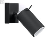 Black matte wall lamp ring with rotating tube and adjustable arm featuring gu10 light bulb for modern loft design