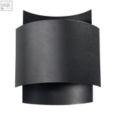 Black matte steel wall lamp with layered curved design and g9 light bulb for industrial impact lighting