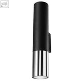 Black and chrome steel wall lamp loopez modern design cylindrical sconce with gu10 light bulb holder