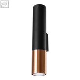 Black and copper steel wall lamp loopez modern design with sleek cylindrical shape and gu10 light bulb socket
