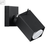 Black matte steel wall lamp merida modern design spotlight with gu10 light bulb holder and sleek square shape