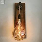 Rustic wall light sconce with vintage edison bulb and wooden plank wall fixture ideal for lamp holders in european economic area