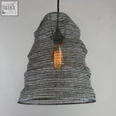 Walton beehive large silver wire mesh pendant light with dark gray metal shade warm bulb pre-wired bulb holder ceiling rose