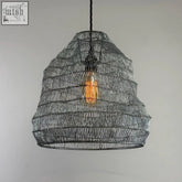 Walton beehive large silver wire mesh pendant light with warm glowing bulb pre-wired bulb holder and ceiling rose