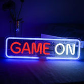 Wanxing game on neon sign with glowing red and white letters and a blue border usb powered gaming neon light for wall decor
