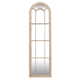 Washed Wood Tall Arched Wood Window Mirror 170cm - Mirrors