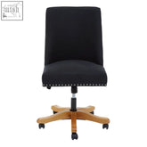 Black home office chair washington black home with cushioned upholstery wooden base and smooth rolling casters