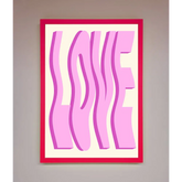 Wavy Love Pink Framed Poster - B0 (100 x 141 cm) / Neon Pink - Framed Print