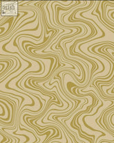 Abstract wavy wallpaper with fluid allover olive and beige swirling lines for a stylish modern look