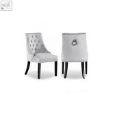 Silver upholstered velvet dining chair set of 2 with tufted back and nailhead trim plush soft-to-touch velvet