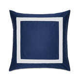 Navy blue square pillow sham with crisp white border perfect for stylish bedroom decor