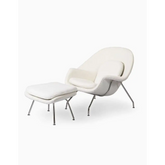 Womb Style Chair & Ottoman In Premium Velvet or Cashmere, White| DC Concept