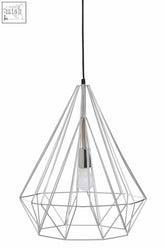 Wyra chrome conical pendant light with modern chrome wire and geometric faceted design perfect for stylish lighting