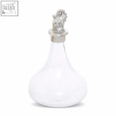 Clear glass elephant glass decanter with silver-toned ornate elephant head stopper capacity 1 litre
