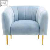 Light blue velvet armchair yasmeen with gold-tone metal legs stylish blue velvet armchair for cozy seating
