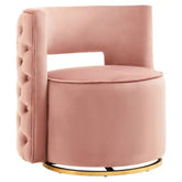 Yasmeen Pink Velvet Swivel Chair - Swivel Chair
