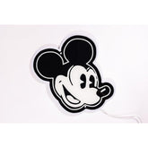 Black and white illuminated mickey mouse head led neon sign by yellowpop perfect for room decor