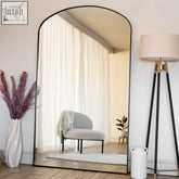 Arched floor mirror with a sleek black matte frame yoko 200x120 black arched mirror perfect for modern spaces