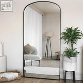 Black arched full length mirror yoko 180x90cm with sleek steel frame and minimalist design perfect for any room