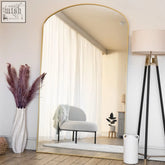 Gold arched floor mirror yoko with a gentle metal frame in gold 200x120cm perfect for stylish interiors