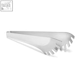 Silver zack cajon brushed stainless steel spaghetti tongs with sleek modern design and notched gripping ends