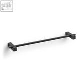 Black matte stainless steel towel rail with minimalist geometric design carvo towel rail 51 cm by Zack