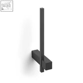Black matte wall-mounted towel rack with minimalist design in zack carvo powder coated spare toilet roll holder