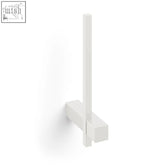 White minimalist wall-mounted towel rack with clean geometric design as stainless steel spare toilet roll holder