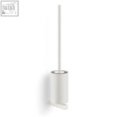 White cylindrical wall-mounted carvo toilet brush holder made of stainless steel with a sleek minimalist design