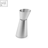 Stainless steel donare jigger cup with sleek tapered design and polished finish for precise cocktail measuring