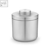 Silver stainless steel cylindrical zack donare premium brushed steel thermal ice bucket with lid and knob