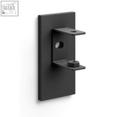 Black matte stainless steel wall bracket set with rectangular plate and two horizontal brackets for adhesive mounting