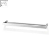 Modern Zack Linea brushed stainless steel double towel rail with sleek rectangular design 61.5 cm length