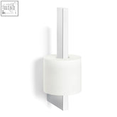White zack linea toilet roll holder with sleek design and chrome stainless steel base for spare toilet roll use