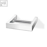 Modern chrome-finished rectangular zzack linea polished stainless steel toilet roll holder with sleek minimalist design