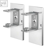 Silver metallic zack linea polished stainless steel wall bracket set with sleek design and hexagonal nuts for adhesive mounting
