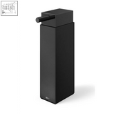 Black matte zack linea soap dispenser with stainless steel powder coated finish and sleek cylindrical pump handle