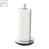 Zack lingo premium brushed stainless steel kitchen roll holder with sleek design and white paper towel roll in use