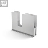 Minimalist stainless steel napkin holder with premium brushed steel surface and modern design by zack linu