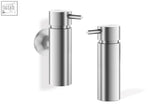 Zack manola stainless steel soap dispenser with sleek cylindrical body and minimalist push-button nozzle wall-mounted and freestanding