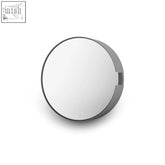 A sleek matte gray compact mirror featured on the nolma key cabinet showcasing german engineering excellence